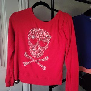 Womens/Juniors long sleeve skull sweater